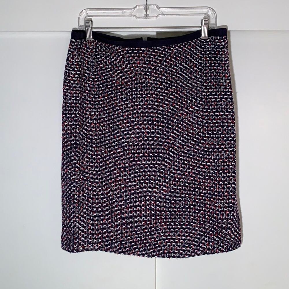 Talbots red, white & blue tweed-like skirt